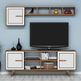 Hanah Home Ayla Mueble de TV Nogal y Blanco